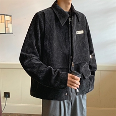 老钱风复古雪尼尔假两件夹克男痞帅宽松短款外套秋冬季HN61特P75，男装夹克，星座512-1（原513-3）