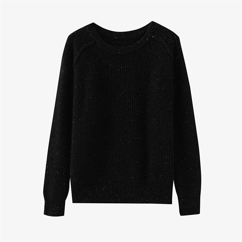 秋冬季35%羊绒自拍图七针金豆豆元宝针圆领羊绒衫,女装羊绒衫,澳霖羊绒