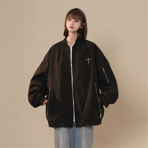 JK8103/P68秋装中性风立领夹克男女外套棒球服防水大码潮工装上衣图片