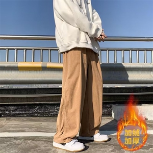 美式复古灯芯绒裤子男春秋vibe潮高街ins潮牌阔腿长裤拖地男裤图片
