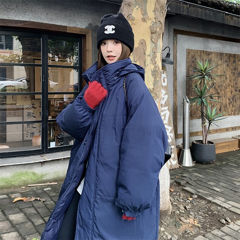 韩版加厚中长款连帽羽绒服女2025年冬季新款显瘦保暖90白鸭绒外套,女装羽绒服,2C016