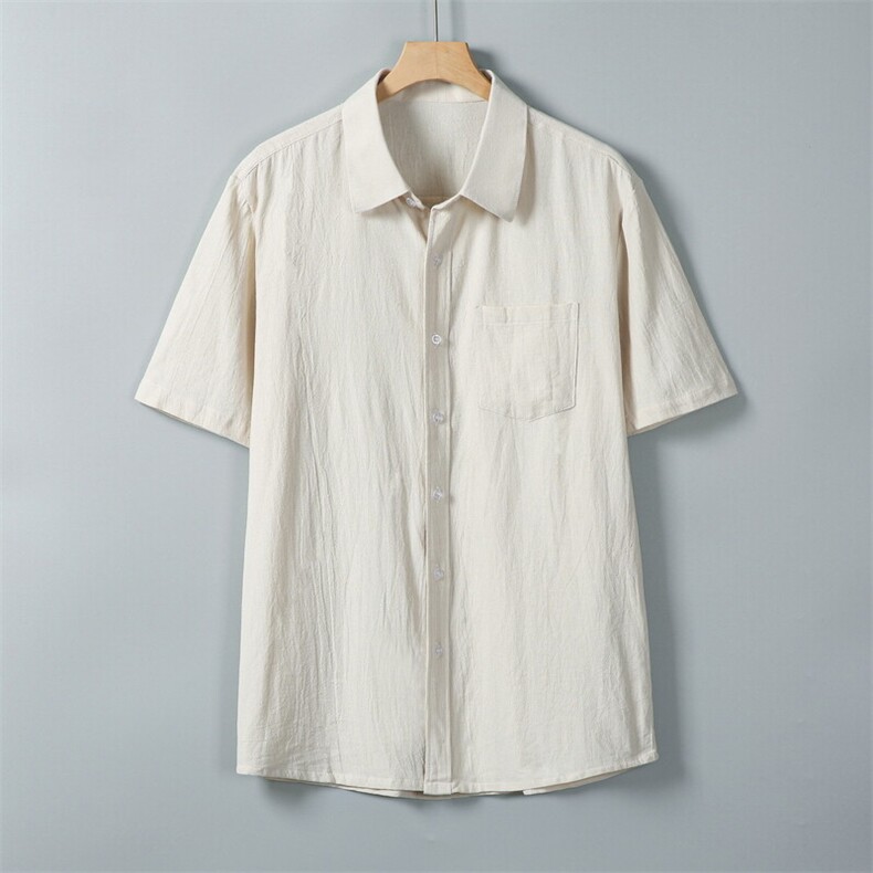 男士衬衫短袖衬衣半袖纯棉麻衬衫领休闲 XZ1512-2411-P25图片