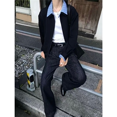 复古miu系夹克格子拼接短外套休闲工装上衣男女，男装夹克，星座506A