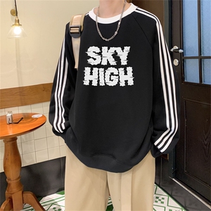 美式三杠条纹复圆领卫衣秋冬男女宽松长袖SW2478 -P45控68 50棉图片