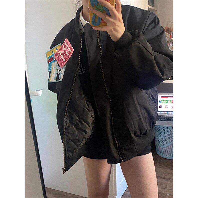 复古刺绣贴标外套趣味宽松飞行服男女春秋新款夹克宽松型JK165,男装夹克,星座1116A（原606A-3）