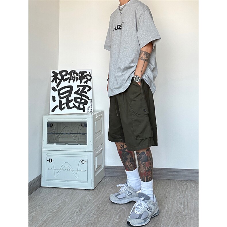 港风大码宽松休闲裤短裤工装裤五分裤A014-DY2373-P45控58,男装牛仔裤,电商A014