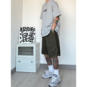 港风  大码宽松休闲裤短裤工装裤五分裤A014-DY2373-P45控58图片