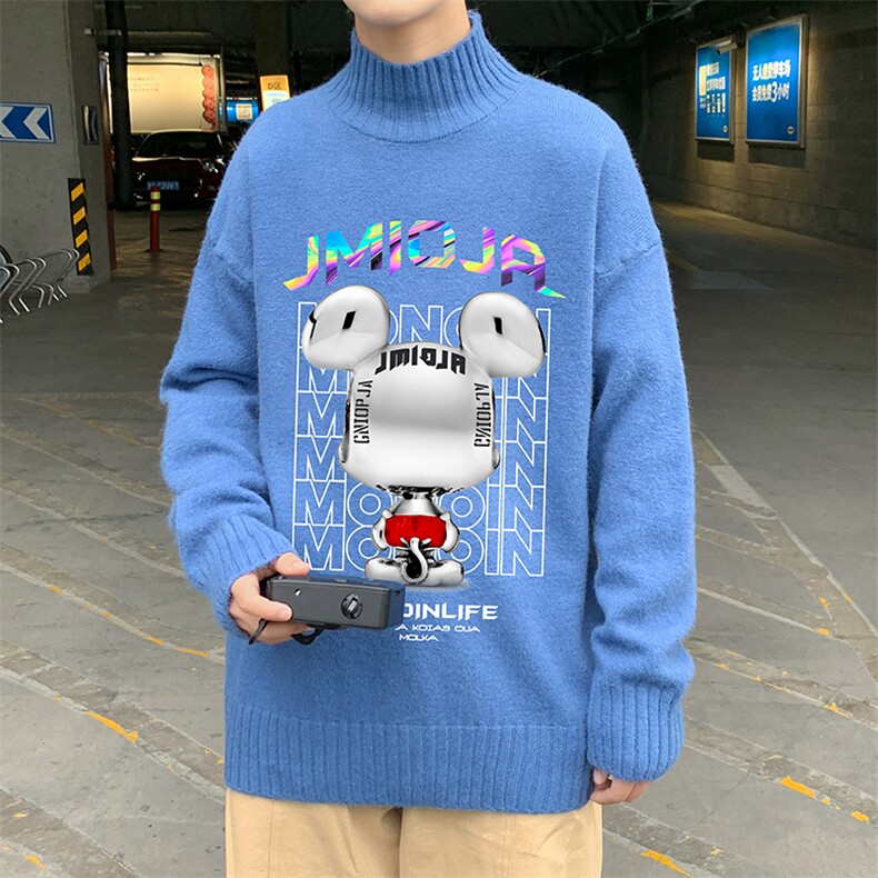 M18214-P45加绒款-P65半高领毛衣男士大码针织衫男毛线衣男,男装针织衫/毛衣,电商A040