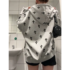 网图有货十字架刺绣满印开衫外套卫衣男女情侣宽松上衣A904-P60，女装短外套，星座1505