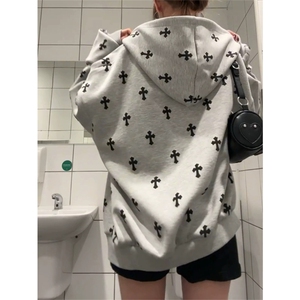 网图有货 十字架刺绣满印开衫外套卫衣男女情侣宽松上衣 A904-P60图片