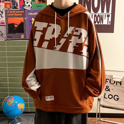 7XL-M大码连帽卫衣男2023秋季新款潮港风宽松套头上衣加肥加大码,男装卫衣,钱塘717(原712)