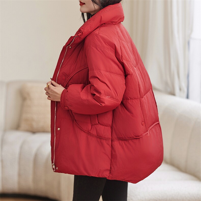 现货主推2023冬新款加厚中长款保暖休闲羽绒服90白鸭绒,女装羽绒服,余墨