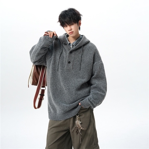 重磅毛衣男卫衣外套宽松慵懒针织衫复古羊毛衫线衣MY19008P78图片