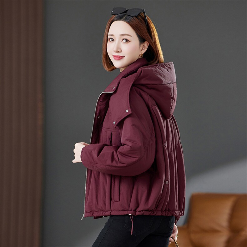 安可拉红色短款棉衣棉服女2024新款小个子保暖夹棉面包服外套妈妈,女装棉衣/棉服,丽影随形