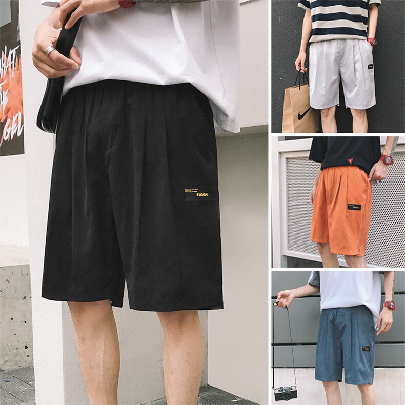 20夏季港风桃皮绒贴标短裤男宽松五分裤工装短裤特价504-K014-P15，男装休闲裤，星座504