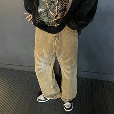 2023新款美式牛仔裤男宽松休闲工装裤复古做旧高街长裤N02203-P53，男装牛仔裤，星座308B-1