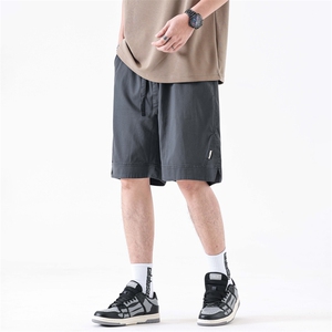 直筒阔腿裤男2025夏季新款纯色宽松修身显瘦休闲短裤320#-P52图片