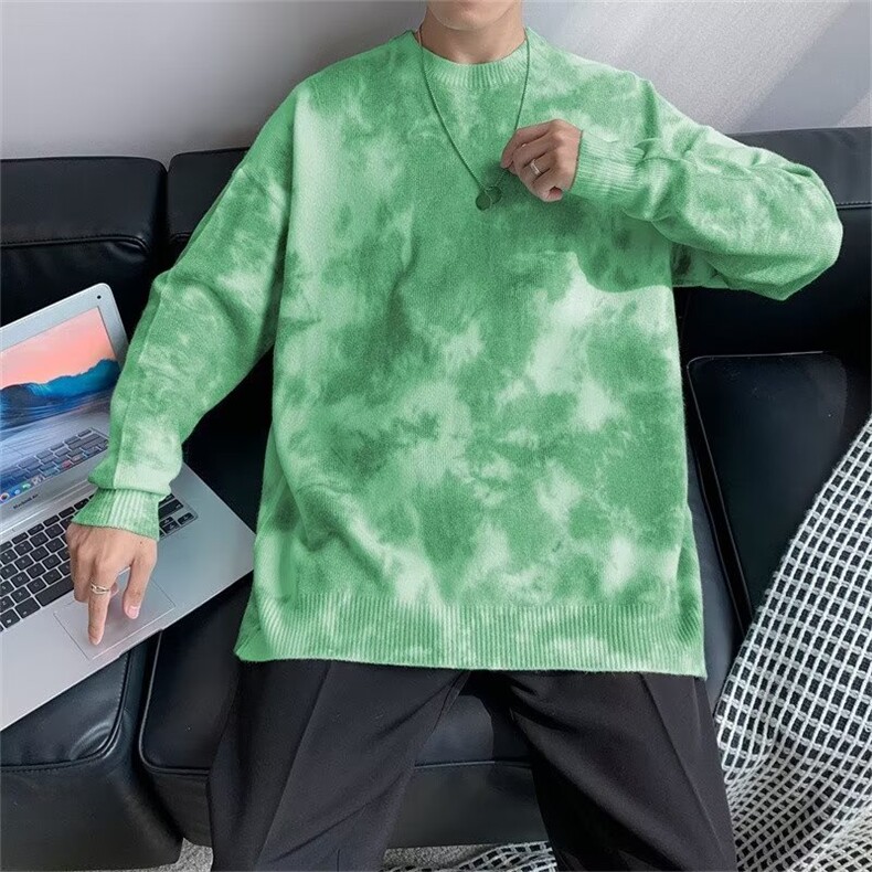 扎染毛衣男秋冬复古潮流打底套头上衣ins渐变圆领GM81P43,男装针织衫/毛衣,星座1116-2