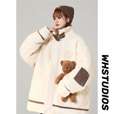 中性风皮毛一体刺绣羊羔毛棉衣男装加厚冬装棉服外套G1037P128女，男装棉衣，电商A339