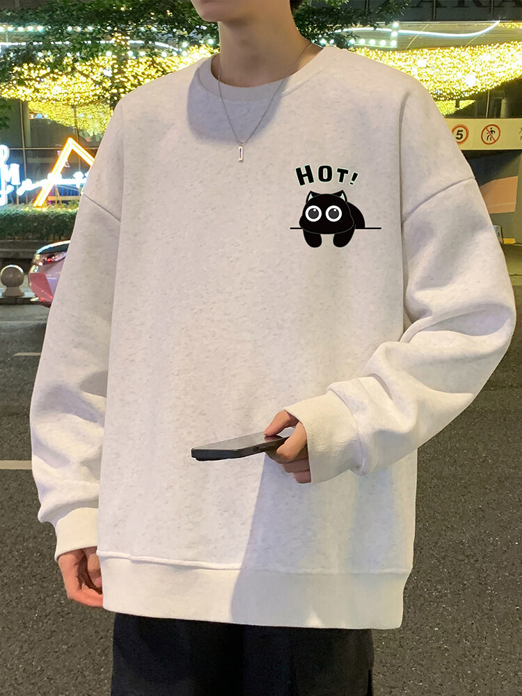 W561加绒P45卫衣圆领长袖打底衫套头宽松无帽外套卡通印花,男装卫衣,星座304A-1