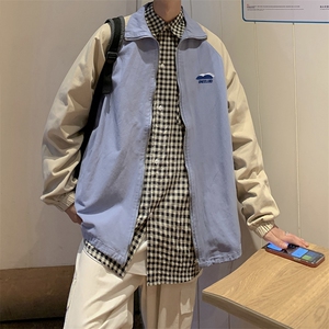 休闲宽松百搭外套嘻哈新款潮牌男拼接撞色夹克棒球服  W1441-P50图片