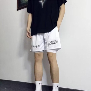 夏季美式运动短裤男四分不过膝运动裤夏季健身跑步透气速干篮球裤图片