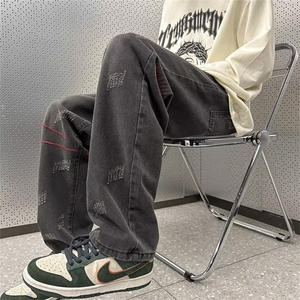 欧美vibe裤子男新款潮痞帅炸街牛仔裤设计感宽松直筒裤N1533-P43图片