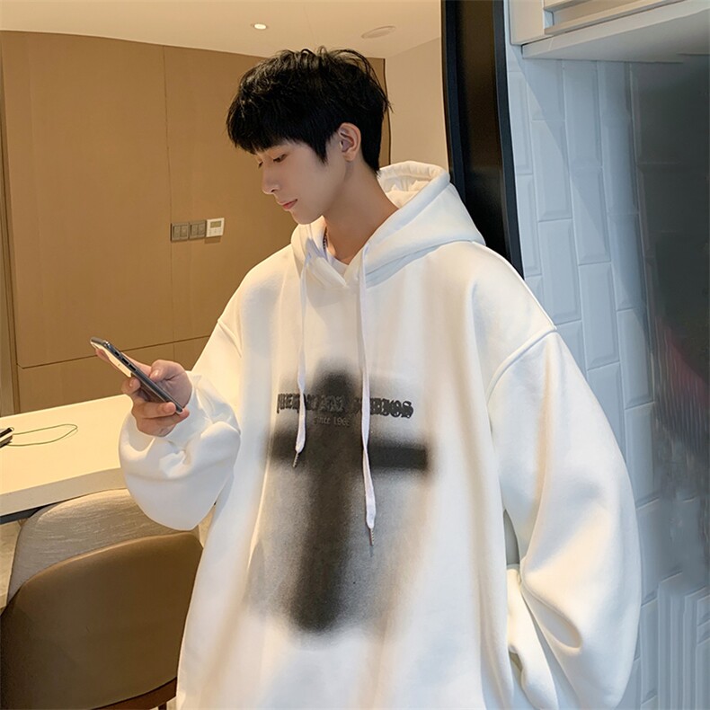 抖音供货、加绒360克现货字母印花连帽卫衣宽松D223A-WY2245-P50,男装卫衣,电商019-1