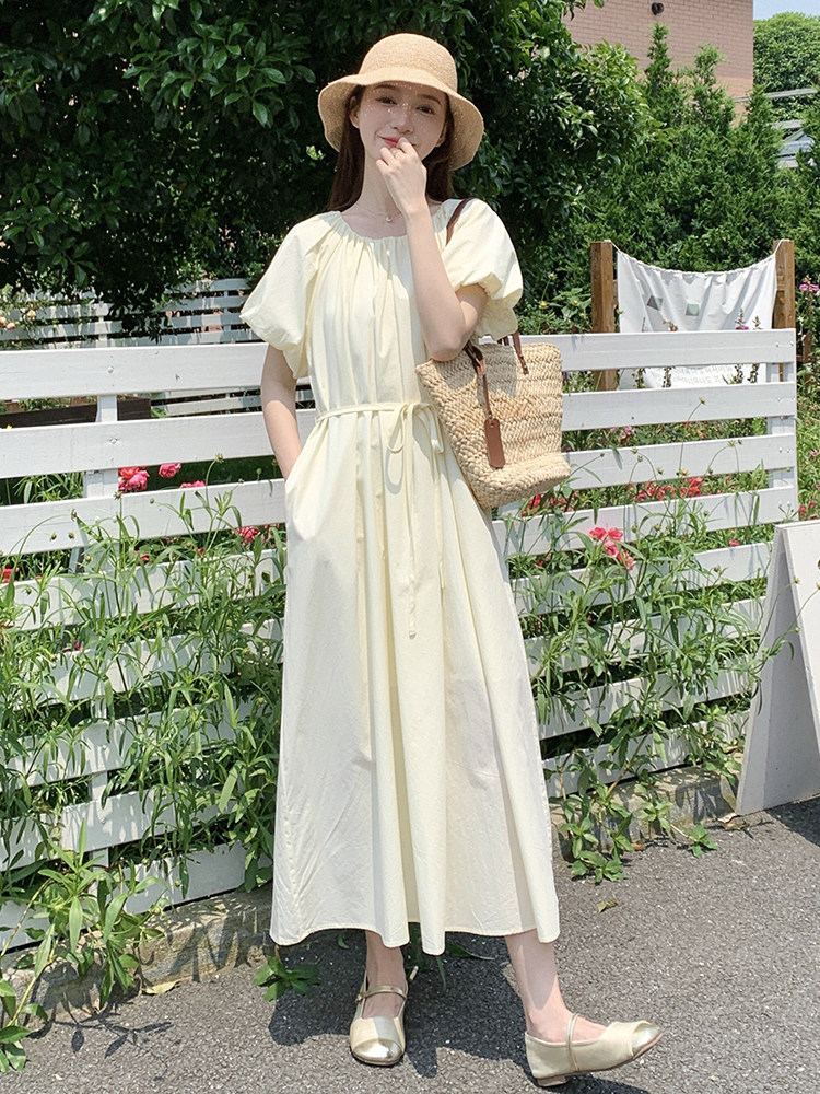 2024新浅杏黄色连衣裙【现货】082-3639P120K178，女装连衣裙，浙宝192（原082）