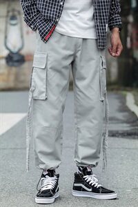 2021春秋季新外景日系大码大口袋潮牌收脚工装九分休闲裤K227-P65图片