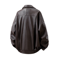 荔枝纹高端双层领廓形设计大码M-5XL机车皮衣JK78095特P118控178，男装皮衣，星座227-7