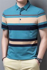 棉质中青年内搭翻领运动吸汗夏季新款休闲时尚百搭上衣服打底汗衫，男装T恤，电商B212（原钱塘6029）