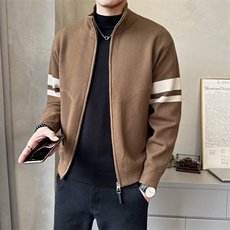 秋季简约休闲立领拼色毛衣拉链开衫时尚休闲男款外套K6883-P135，男装针织衫/毛衣，电商A237