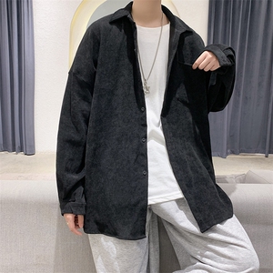现货2025男春装纯色灯芯绒港风休闲长袖衬衫上衣D201-DM80-P45图片