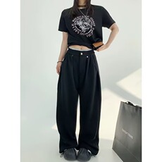档口现货足阔腿休闲裤男女韩版潮流直筒2025长裤K6598-P43，男装休闲裤，星座412-3