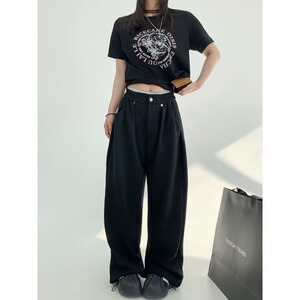 档口现货 足 阔腿休闲裤男女韩版潮流直筒2025长裤K6598-P43图片