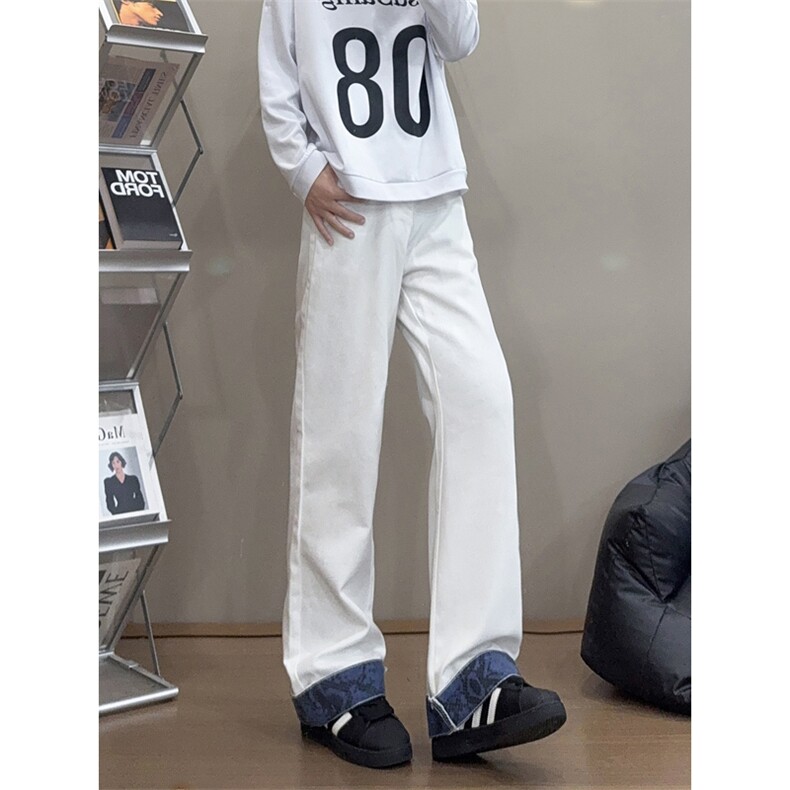 B221美式高街宽松拼接牛仔裤黑色50%棉50%聚酯LK25520-特P45控78，男装牛仔裤，电商B221