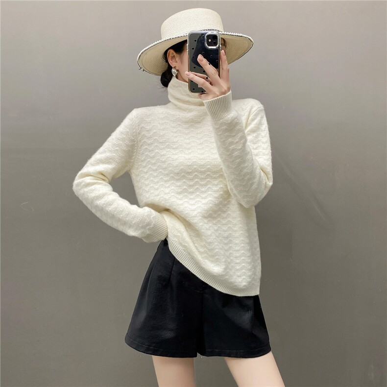 2025百搭时尚简约自带领子羊绒衫，女装羊绒衫，织绒羊
