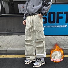 薄款改加绒扎染设计感银狐绒男大码拖地裤K1448J加绒-特P50控88，男装卫衣，电商A001-1