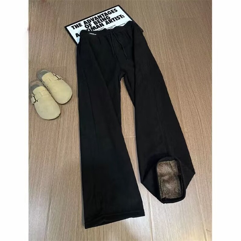 1506-1/KK26581/P39冬季灯芯绒保暖直筒裤子显瘦百搭松紧腰男女，男装棉衣，星座1506-1