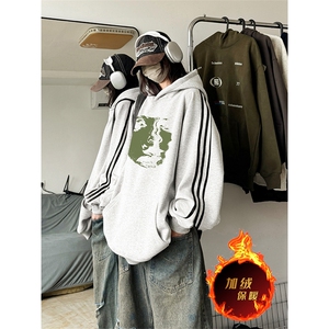 抖音得物供货 提供视频 秋冬重磅美式宽松织带连帽卫衣0616图片