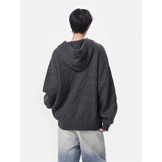 美式潮牌连帽学院风毛衣男款2025秋冬季新款高级感情侣百搭针织衫，男装针织衫/毛衣，星座516A