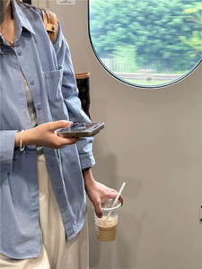 2025韩订单秋季水洗纯棉气质叠穿衬衫图片