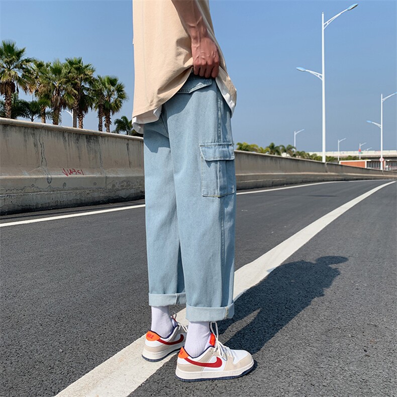 阔腿牛仔裤男韩版网红潮牌ins宽松痞帅直筒工装裤N5008-P45控价59,男装牛仔裤,星座1008