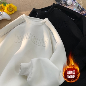 钢印圆领加绒卫衣男宽松长袖T恤W119-特P35加绒P45 控68 加绒控78图片
