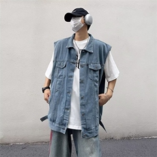 美式潮牌ins宽松夹克外套无袖坎肩背心牛仔工装马甲男J8006-P58，男装背心/马甲，星座1109-3