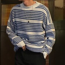 韩版小清新条纹海魂衫毛衣男秋冬宽松情侣套头针织衫T013-P55，男装针织衫/毛衣，星座1501