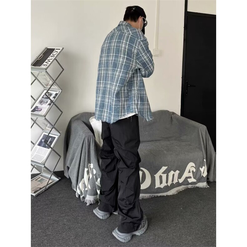 网络图现货！cleanfit堆积感伞兵裤高级感高街机能直筒裤RK77-P58,男装休闲裤,星座1005-6