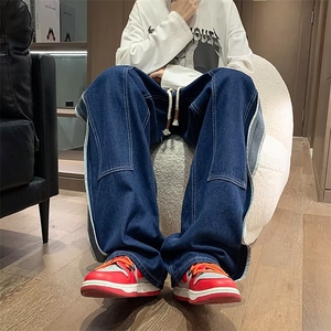 秋冬款牛仔裤男2023新款美式高街vibe设计感直筒阔腿裤 K5617-P40图片
