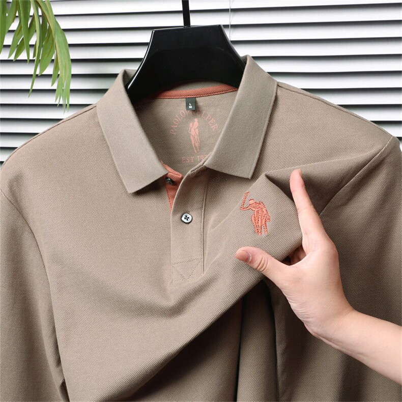 长袖T恤男士100纯棉刺绣小马标春秋季POLO衫,男装Polo衫,电商B212（原钱塘6029）